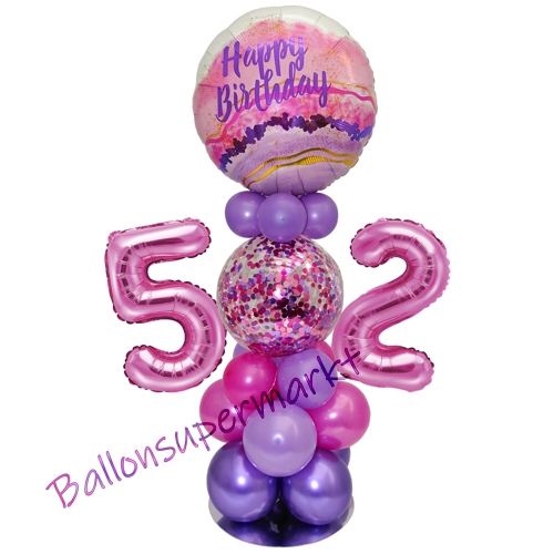 Ballonsdekoration-LED-Happy-Birthday-52-Pink-Lila-Deko-Tischdeko-zum-52.-Geburtstag