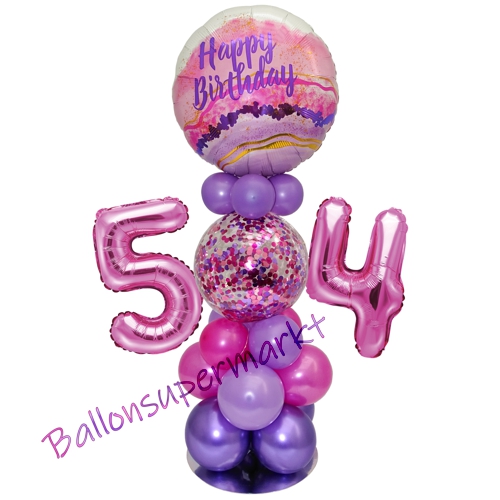 Ballonsdekoration-LED-Happy-Birthday-54-Pink-Lila-Deko-Tischdeko-zum-54.-Geburtstag