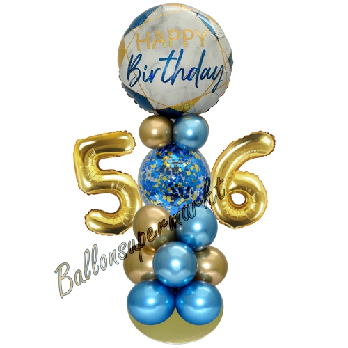 Ballonsdekoration-LED-Happy-Birthday-56-Blau-Gold-Deko-Tischdeko-zum-56.-Geburtstag