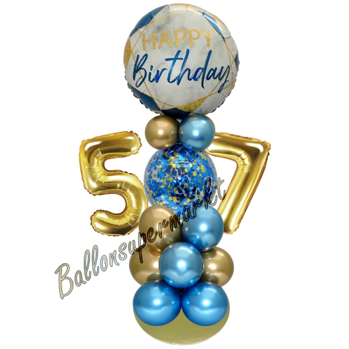 Ballonsdekoration-LED-Happy-Birthday-57-Blau-Gold-Deko-Tischdeko-zum-57.-Geburtstag