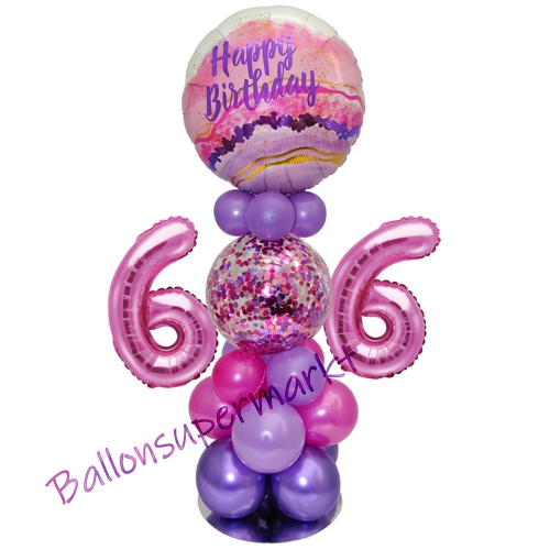 Ballonsdekoration-LED-Happy-Birthday-66-Pink-Lila-Deko-Tischdeko-zum-66.-Geburtstag