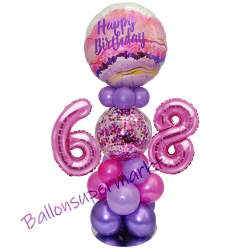 Ballonsdekoration-LED-Happy-Birthday-68-Pink-Lila-Deko-Tischdeko-zum-68.-Geburtstag