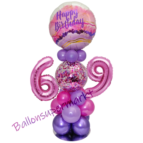 Ballonsdekoration-LED-Happy-Birthday-69-Pink-Lila-Deko-Tischdeko-zum-69.-Geburtstag