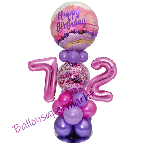 Ballonsdekoration-LED-Happy-Birthday-72-Pink-Lila-Deko-Tischdeko-zum-72.-Geburtstag