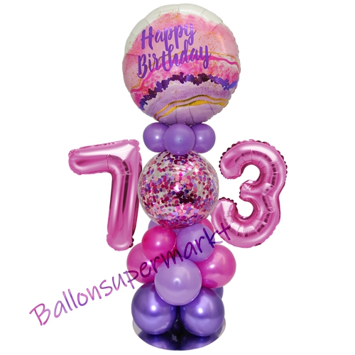 Ballonsdekoration-LED-Happy-Birthday-73-Pink-Lila-Deko-Tischdeko-zum-73.-Geburtstag