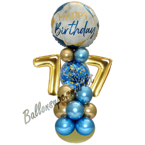 Ballonsdekoration-LED-Happy-Birthday-77-Blau-Gold-Deko-Tischdeko-zum-77.-Geburtstag