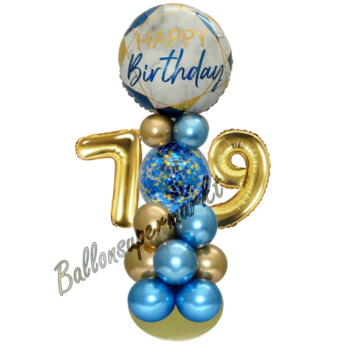 Ballonsdekoration-LED-Happy-Birthday-79-Blau-Gold-Deko-Tischdeko-zum-79.-Geburtstag