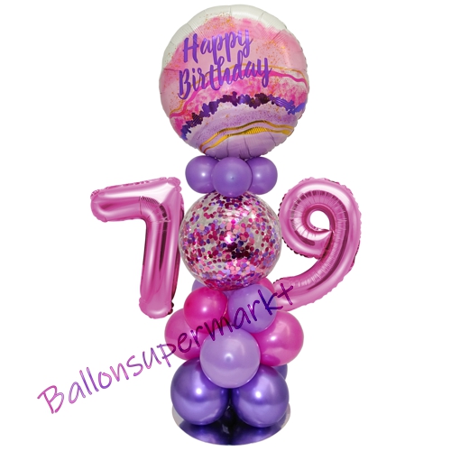 Ballonsdekoration-LED-Happy-Birthday-79-Pink-Lila-Deko-Tischdeko-zum-79.-Geburtstag