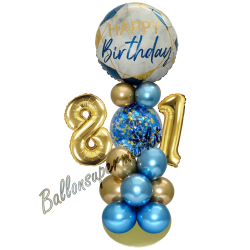 Ballonsdekoration-LED-Happy-Birthday-81-Blau-Gold-Deko-Tischdeko-zum-81.-Geburtstag