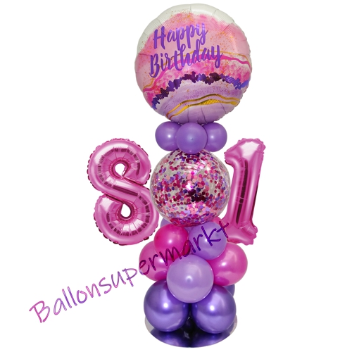 Ballonsdekoration-LED-Happy-Birthday-81-Pink-Lila-Deko-Tischdeko-zum-81.-Geburtstag