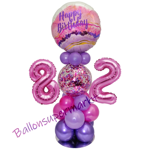 Ballonsdekoration-LED-Happy-Birthday-82-Pink-Lila-Deko-Tischdeko-zum-82.-Geburtstag