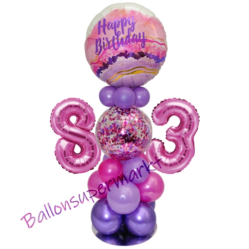 Ballonsdekoration-LED-Happy-Birthday-83-Pink-Lila-Deko-Tischdeko-zum-83.-Geburtstag