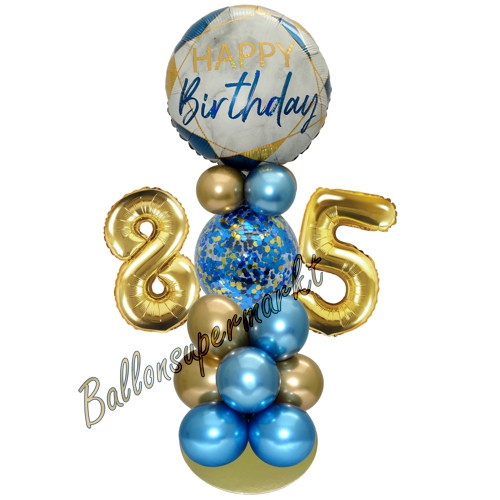 Ballonsdekoration-LED-Happy-Birthday-85-Blau-Gold-Deko-Tischdeko-zum-85.-Geburtstag