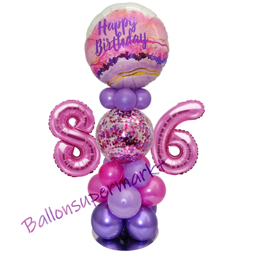 Ballonsdekoration-LED-Happy-Birthday-86-Pink-Lila-Deko-Tischdeko-zum-86.-Geburtstag