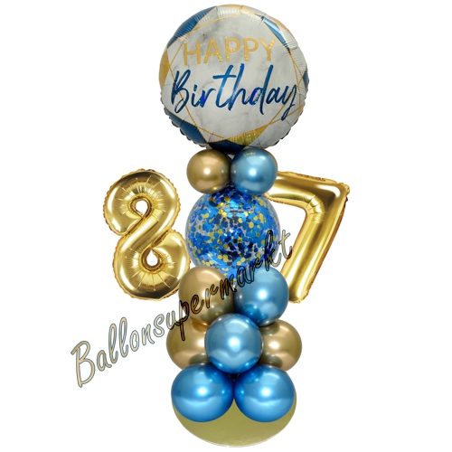 Ballonsdekoration-LED-Happy-Birthday-87-Blau-Gold-Deko-Tischdeko-zum-87.-Geburtstag