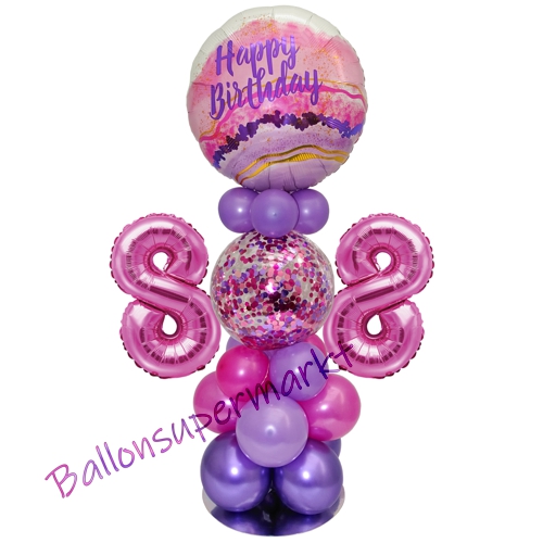 Ballonsdekoration-LED-Happy-Birthday-88-Pink-Lila-Deko-Tischdeko-zum-88.-Geburtstag