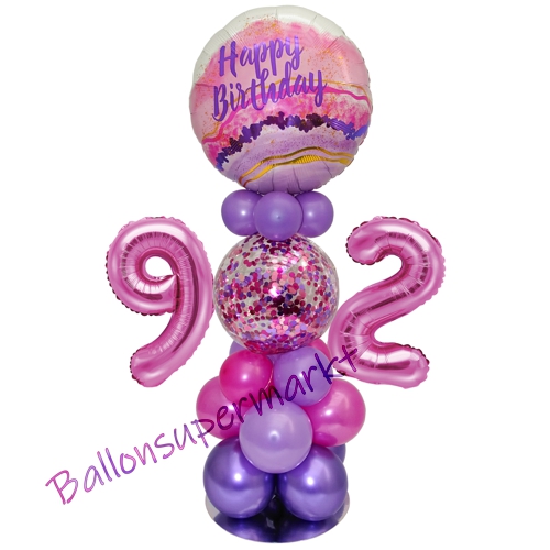 Ballonsdekoration-LED-Happy-Birthday-92-Pink-Lila-Deko-Tischdeko-zum-92.-Geburtstag