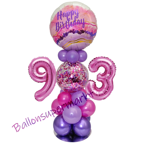 Ballonsdekoration-LED-Happy-Birthday-93-Pink-Lila-Deko-Tischdeko-zum-93.-Geburtstag