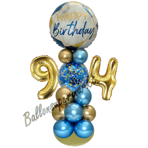 Ballonsdekoration-LED-Happy-Birthday-94-Blau-Gold-Deko-Tischdeko-zum-94.-Geburtstag