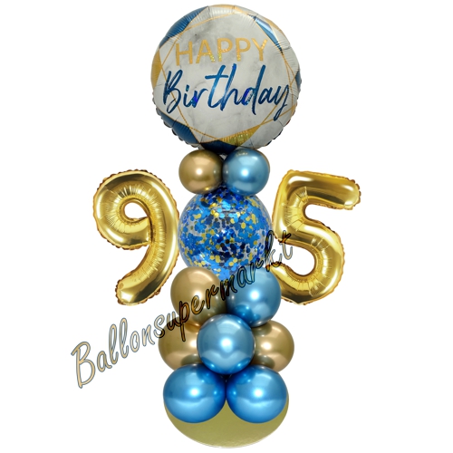 Ballonsdekoration-LED-Happy-Birthday-95-Blau-Gold-Deko-Tischdeko-zum-95.-Geburtstag