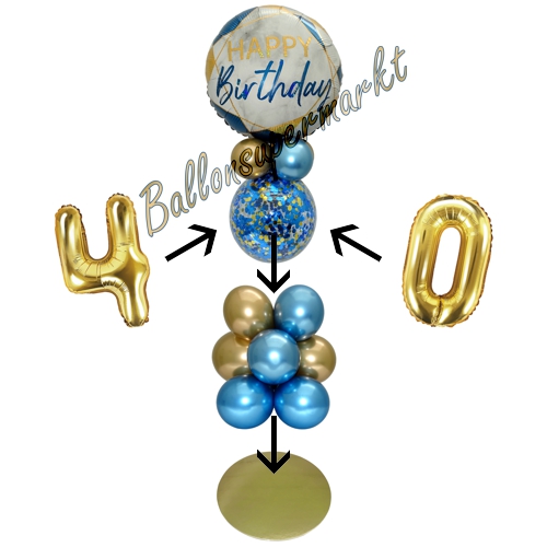 Ballonsdekoration-LED-Happy-Birthday-Blau-Gold-Deko-Tischdeko-zum-Geburtstag-Aufbau
