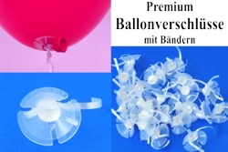 Premium Ballonverschlüsse mit Bändern im Ballonsupermarkt-Onlineshop