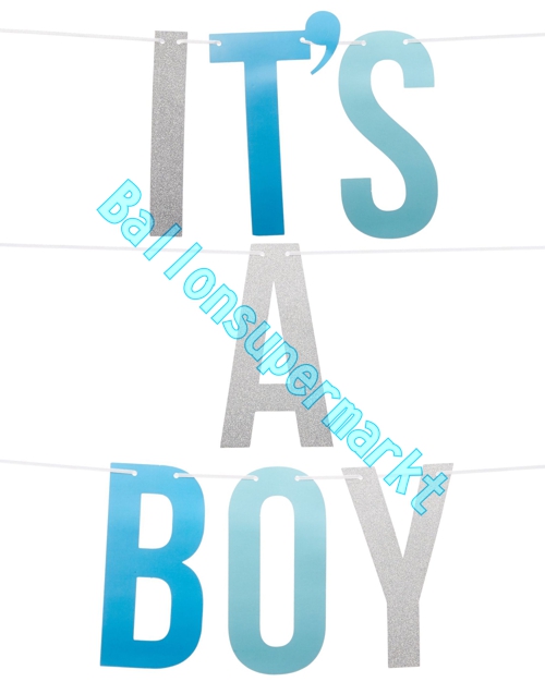Banner-Its-a-Boy-Dekoration-zu-Geburt-Taufe-Babyparty-Junge-Geschenk