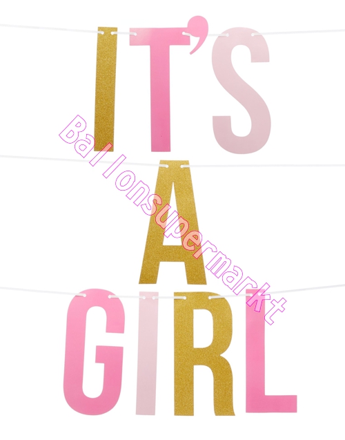 Banner-Its-a-Girl-Dekoration-zu-Geburt-Taufe-Babyparty-Maedchen-Geschenk