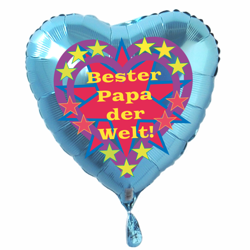 Bester-Papa-der-Welt-Herzluftballon-45-cm-Tuerkis-mit-Helium