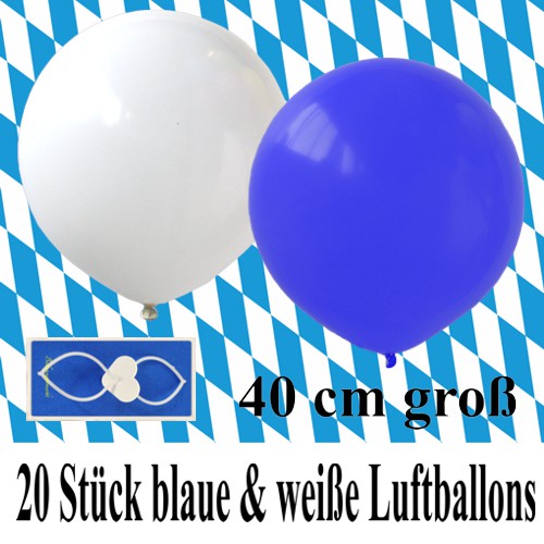 Blaue-und-weisse-Luftballons-40-cm-gross-20-Stueck-zu-Bayrischen-Wochen