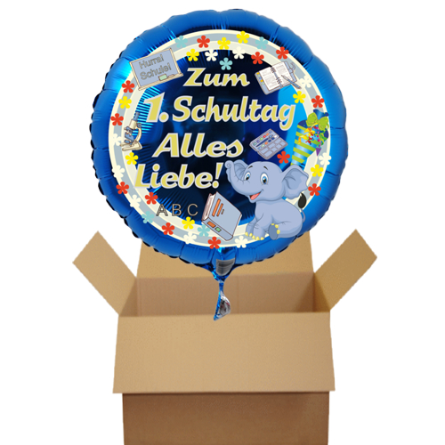 Blauer-Luftballon-Zum-1-Schultag-Alles-Liebe-Einschulung-Schulanfang-gefuellt-mit-Ballongas-zum-Versand-an-das-Schulkind