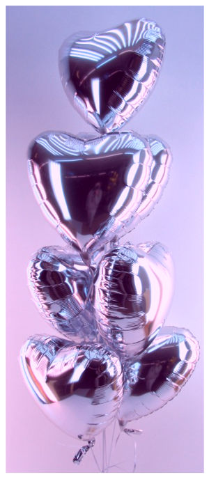 Silberne Herzluftballons zur Dekoration der Silbernen Hochzeit, Bouquet 3