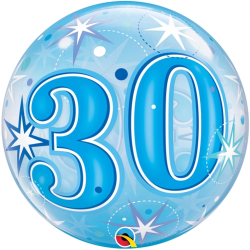 Bubble-Ballon-30.-Geburtstag-Happy-Birthday-Blau-Luftballon-Geburtstag-Fest-Feier