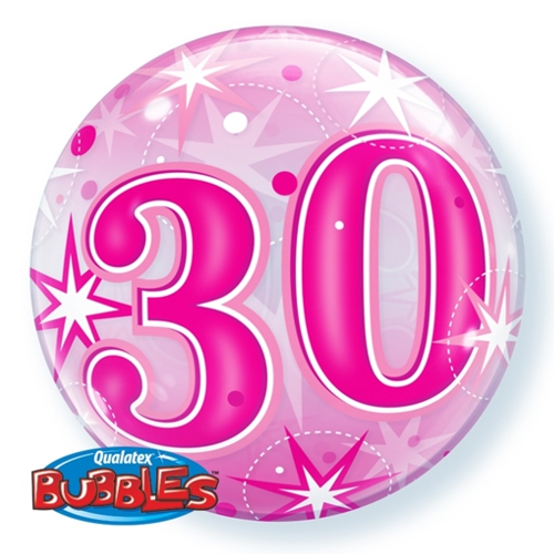 Bubble-Ballon-30.-Geburtstag-Happy-Birthday-Pink-Luftballon-Geburtstag-Fest-Feier