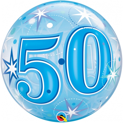 Bubble-Ballon-50.-Geburtstag-Happy-Birthday-Blau-Luftballon-Geburtstag-Fest-Feier