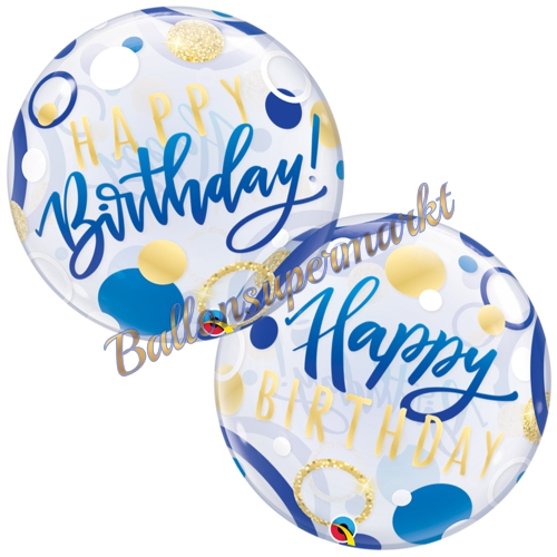 Bubble-Ballon-Happy-Birthday-Blue-and-Gold-Dots-Luftballon-Geschenk-Geburtstag-Partydeko