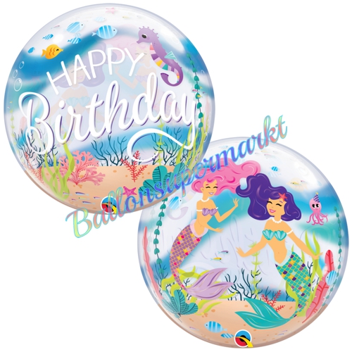 Bubble-Ballon-Happy-Birthday-Meerjungfrauen-Party-Luftballon-Geschenk-Geburtstag-Partydeko