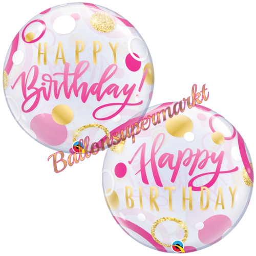 Bubble-Ballon-Happy-Birthday-Pink-and-Gold-Dots-Luftballon-Geschenk-Geburtstag-Partydeko