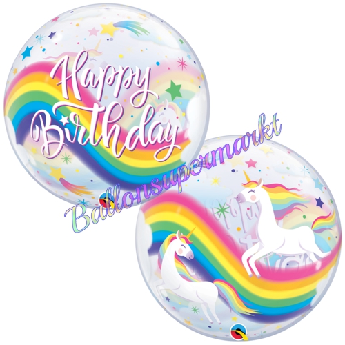 Bubble-Ballon-Happy-Birthday-Regenbogen-Einhorn-Luftballon-Geschenk-Geburtstag-Partydeko