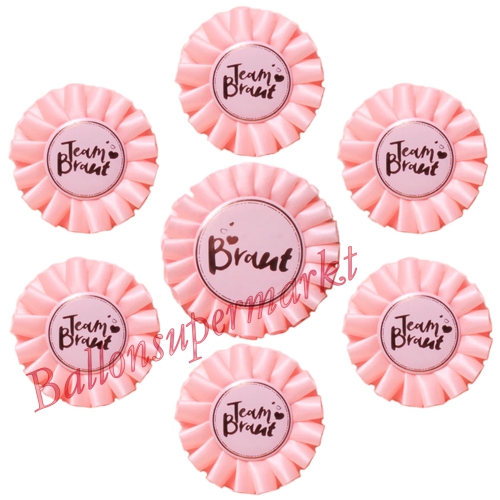 Button-Rosetten-Set-Team-Braut-zu-Hen-Party-Junggesellinnenabschied-Dekoration-7-teilig