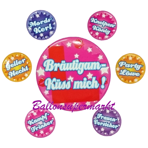 Button-Set-Braeutigam-Deko-Junggesellenabschied-Partyaccessoire-Hen-Party-Hen-Night