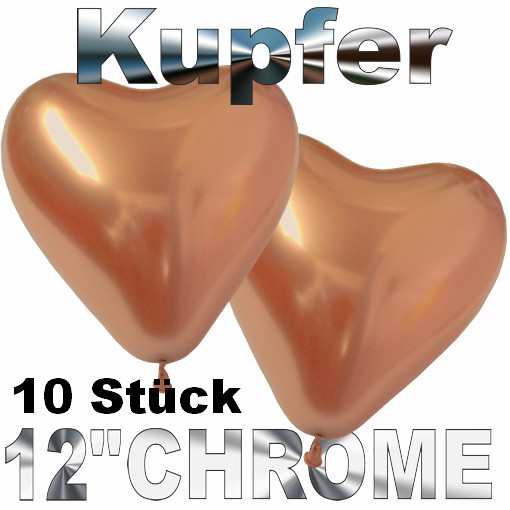 Chrome-Herzluftballons-Kupfer-33-cm-10-Stueck