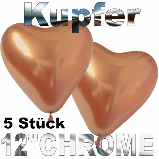 Chrome-Herzluftballons-Kupfer-33-cm-5-Stueck