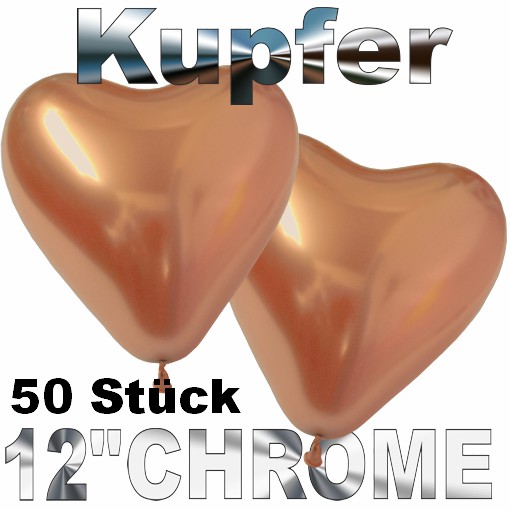 Chrome-Herzluftballons-Kupfer-33-cm-50-Stueck