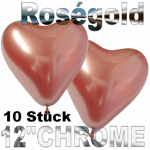 Chrome-Herzluftballons-Roségold-33-cm-10-Stueck