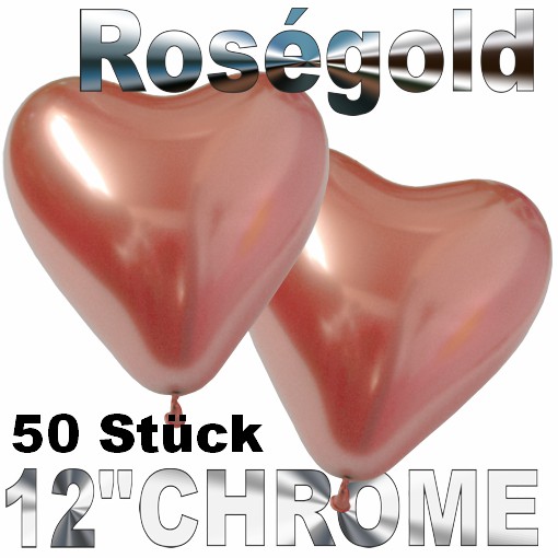 Chrome-Herzluftballons-Roségold-33-cm-50-Stueck