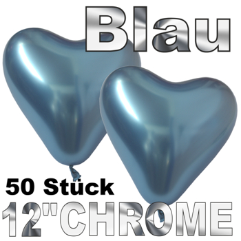 Chrome-Herzluftballons-Blau-33-cm-50-Stueck