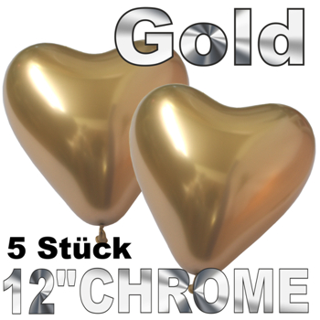 Chrome-Herzluftballons-Gold-33-cm-5-Stueck