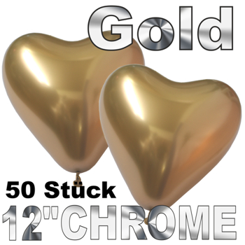Chrome-Herzluftballons-Gold-33-cm-50-Stueck