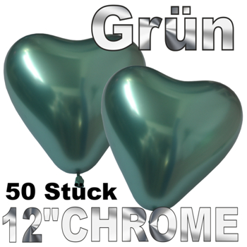 Chrome-Herzluftballons-Grün-33-cm-50-Stueck